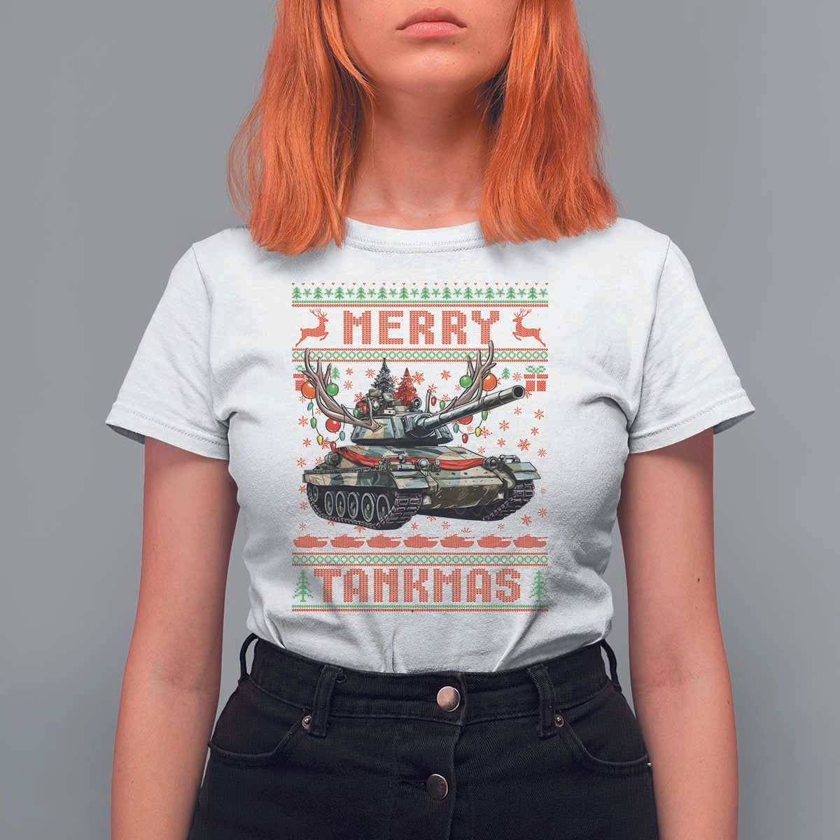 Funny Christmas Military T Shirt For Women Merry Tankmas Tank Veteran Army - Wonder Print Shop