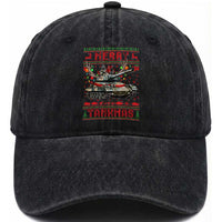 Funny Christmas Military Washed Cotton Baseball Cap Merry Tankmas Tank Veteran Army