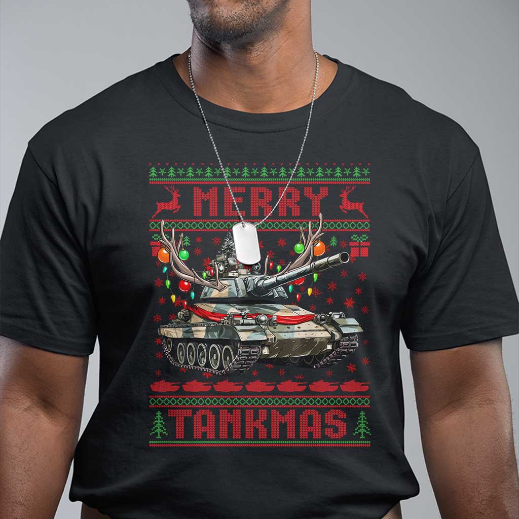 Funny Christmas Military T Shirt Merry Tankmas Tank Veteran Army - Wonder Print Shop