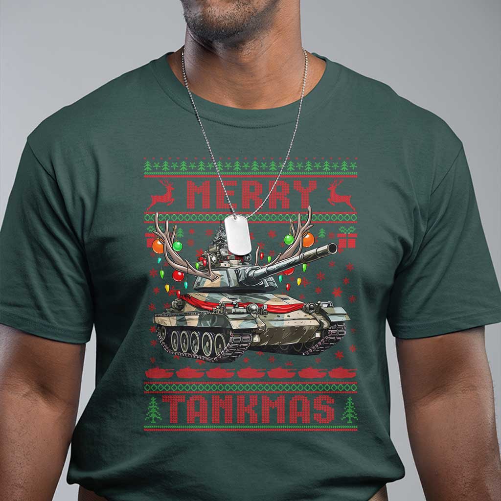 Funny Christmas Military T Shirt Merry Tankmas Tank Veteran Army - Wonder Print Shop