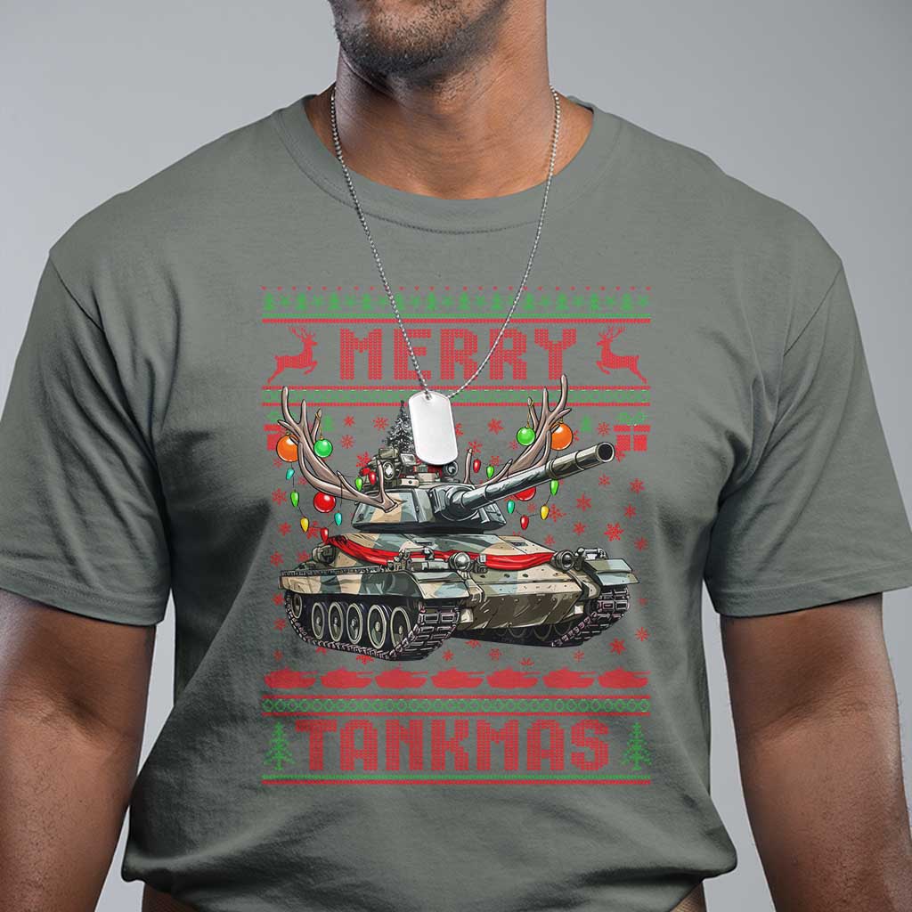 Funny Christmas Military T Shirt Merry Tankmas Tank Veteran Army - Wonder Print Shop