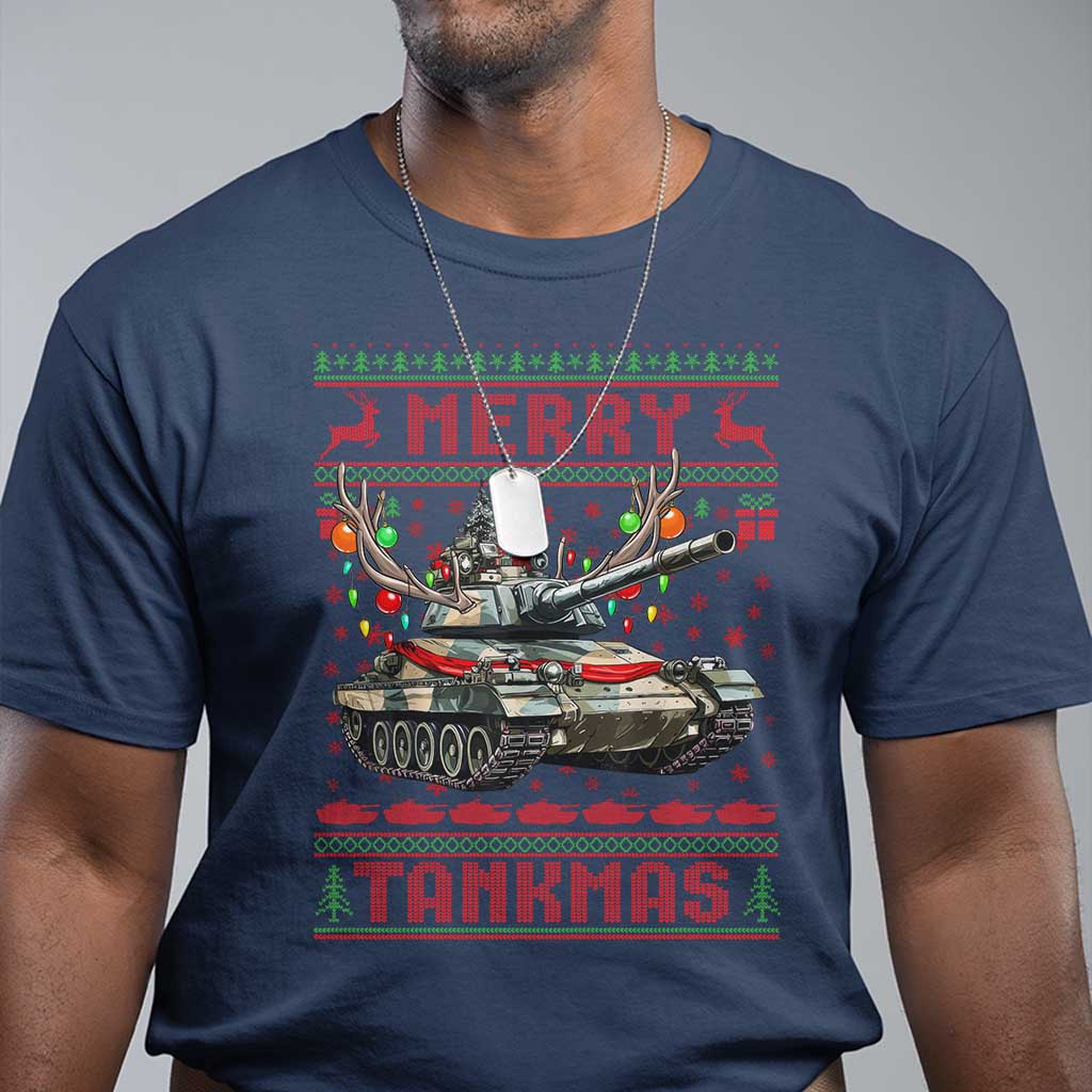 Funny Christmas Military T Shirt Merry Tankmas Tank Veteran Army - Wonder Print Shop