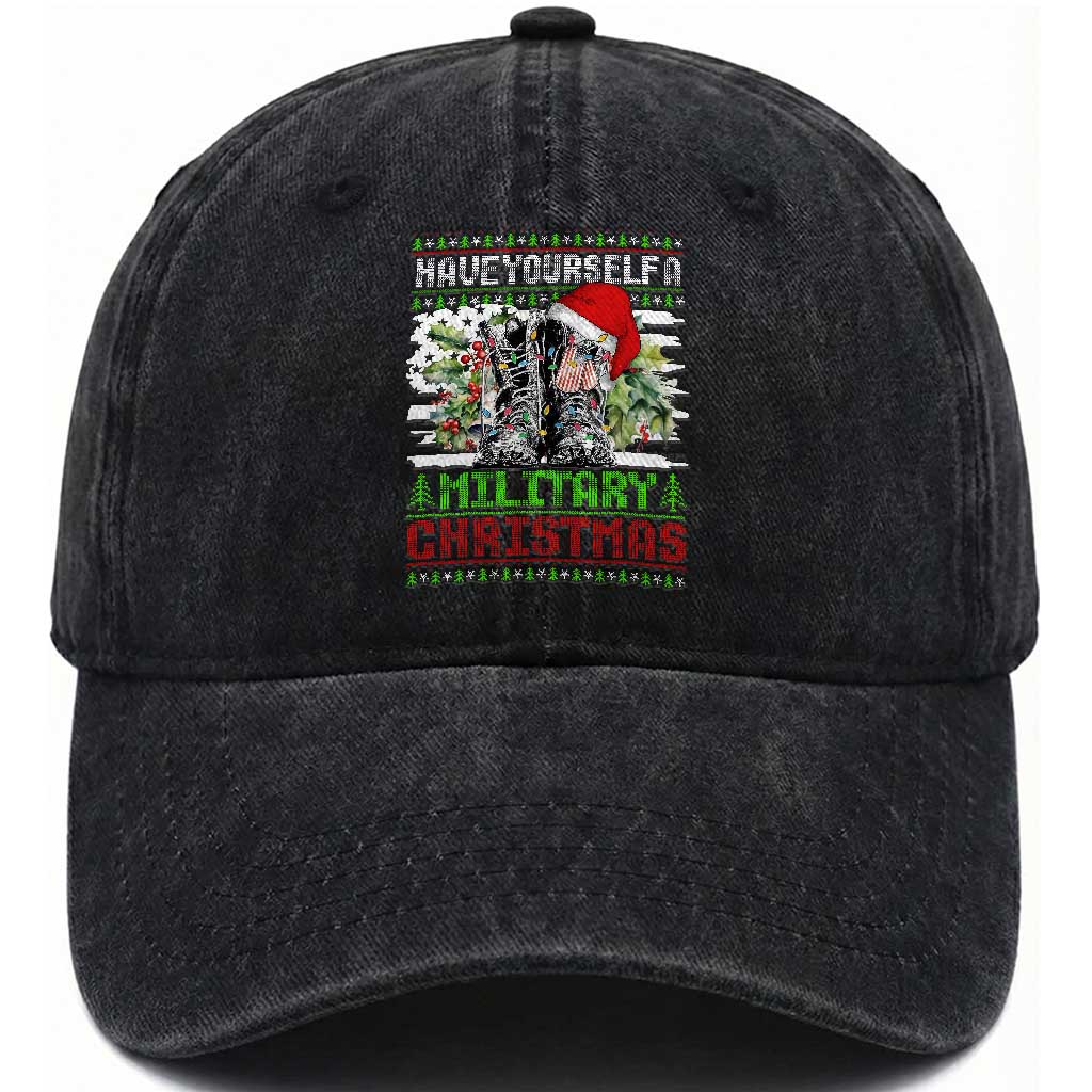 Funny Christmas Veteran Washed Cotton Baseball Cap Have Yourself A Military Christmas