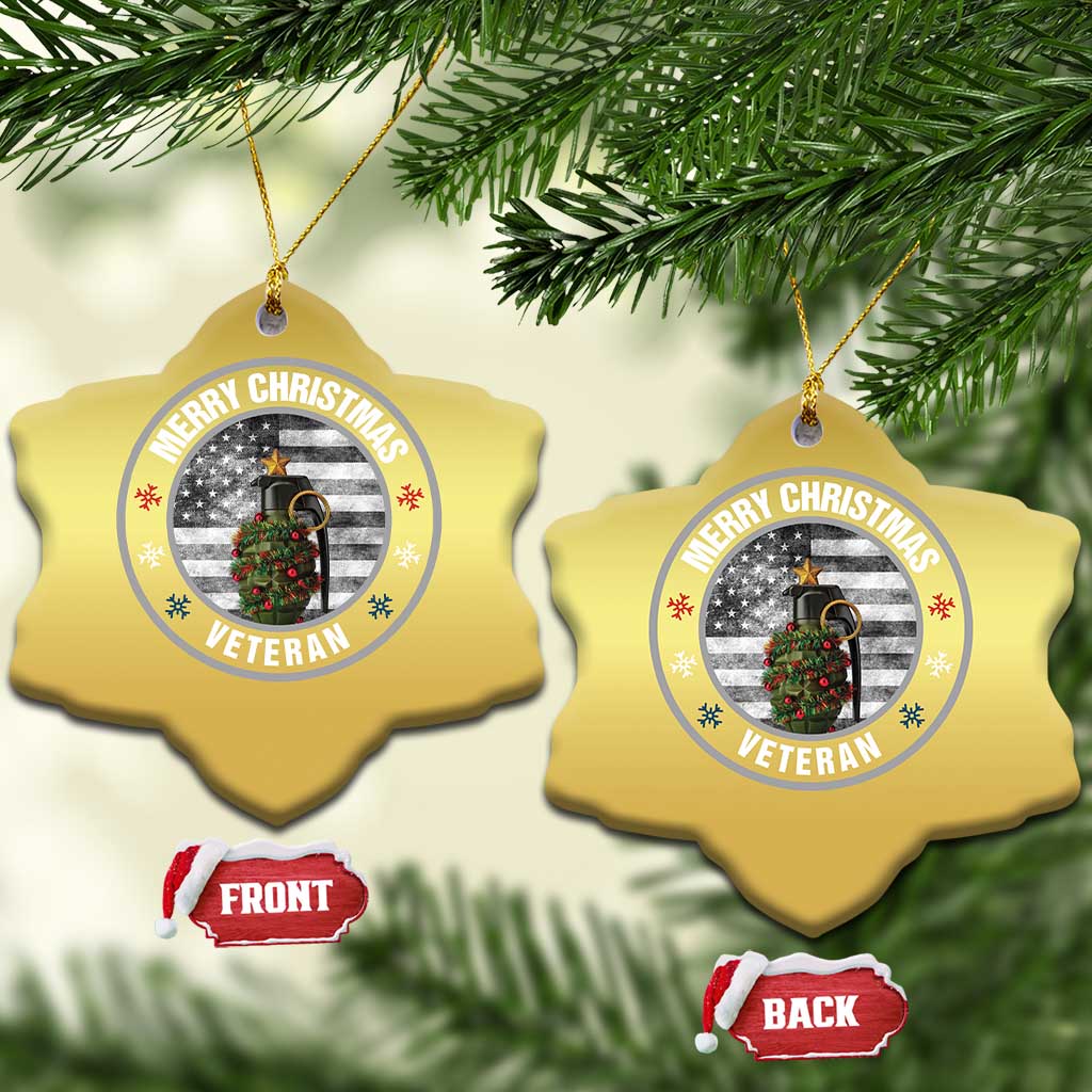 Merry Xmas Veteran Christmas Ornament Grenade Christmas Tree America Flag Patriotic - Wonder Print Shop