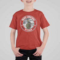 Merry Xmas Veteran T Shirt For Kid Grenade Christmas Tree America Flag Patriotic - Wonder Print Shop