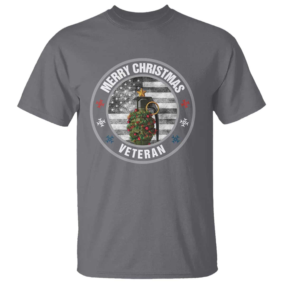 Merry Xmas Veteran T Shirt Grenade Christmas Tree America Flag Patriotic - Wonder Print Shop