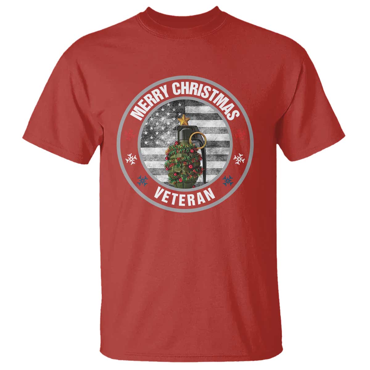Merry Xmas Veteran T Shirt Grenade Christmas Tree America Flag Patriotic - Wonder Print Shop