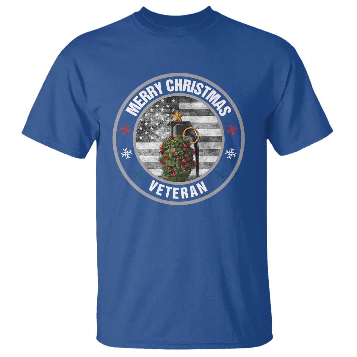Merry Xmas Veteran T Shirt Grenade Christmas Tree America Flag Patriotic - Wonder Print Shop