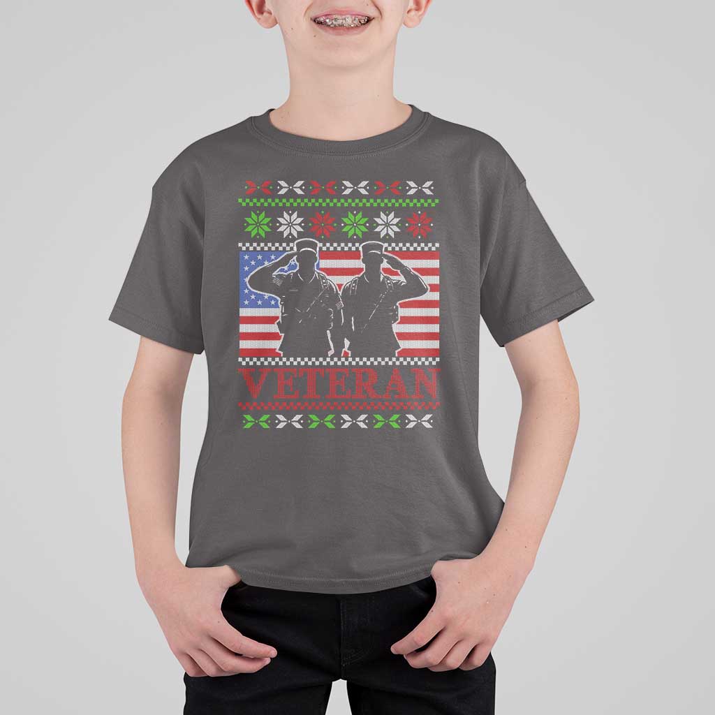 Christmas Veteran T Shirt For Kid Soldier America Flag Patriotic - Wonder Print Shop