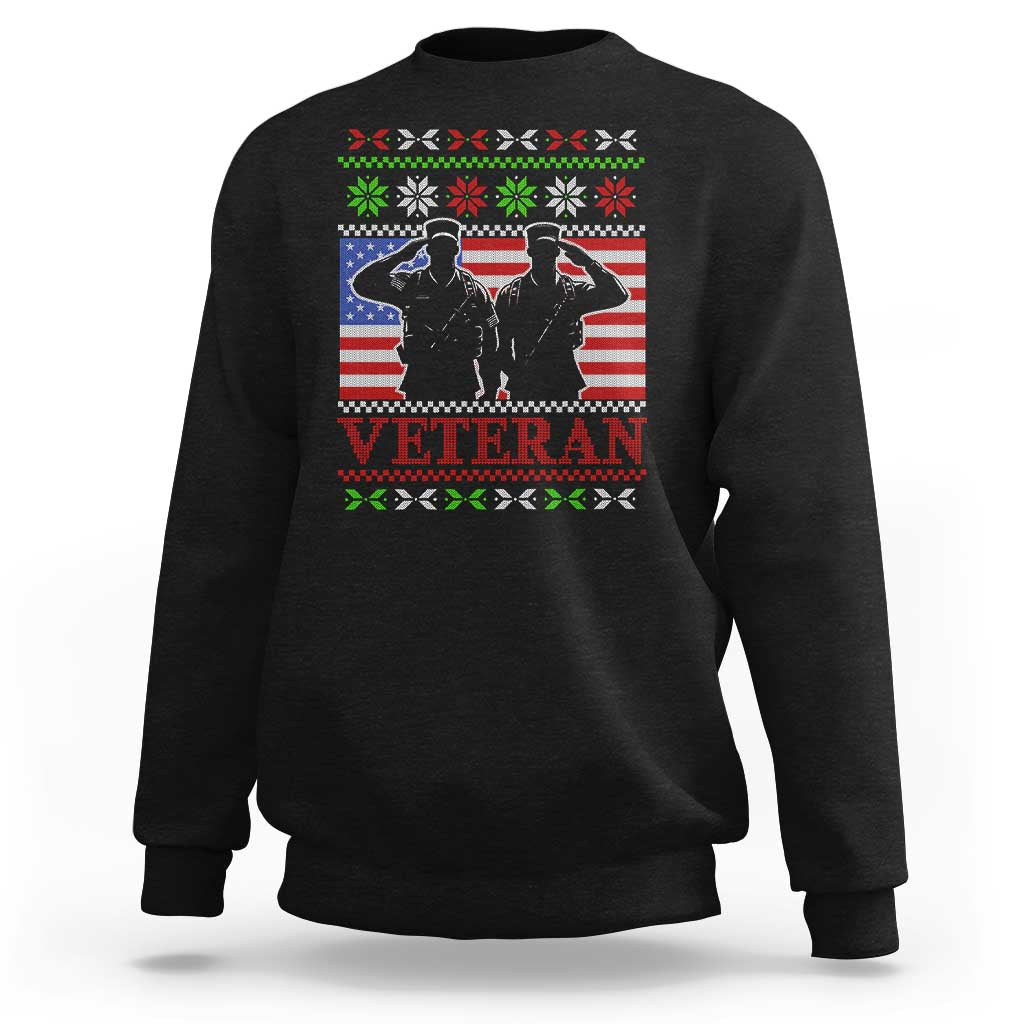 Christmas Veteran Sweatshirt Soldier America Flag Patriotic - Wonder Print Shop