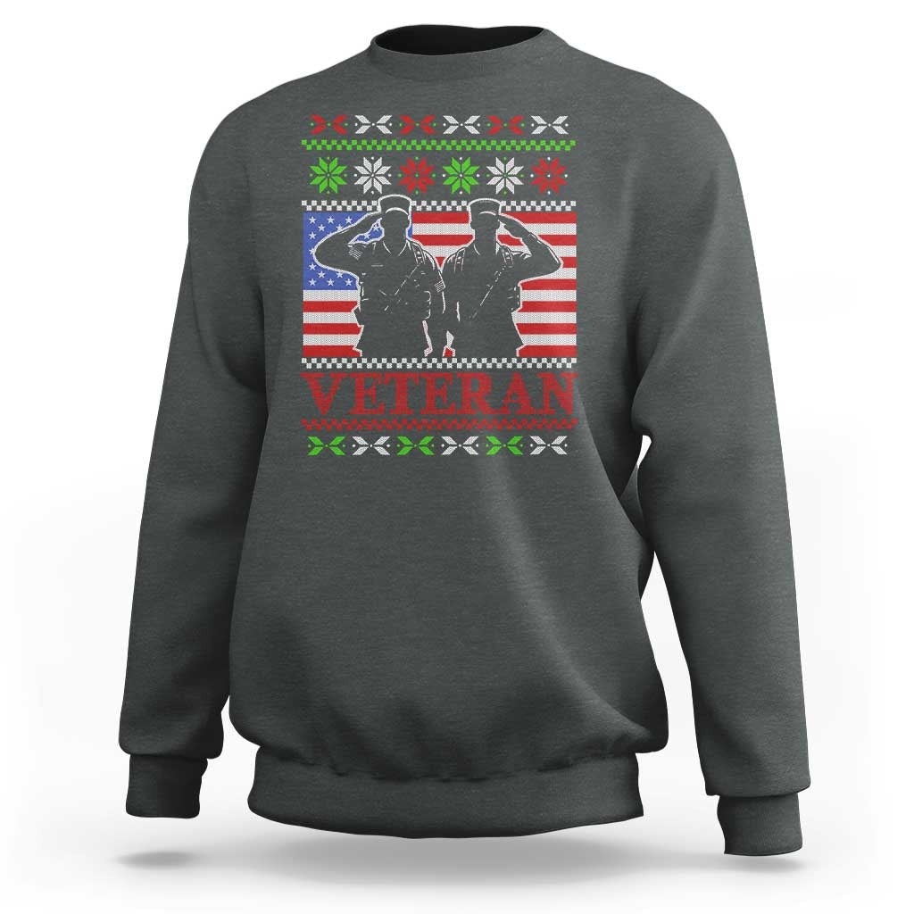 Christmas Veteran Sweatshirt Soldier America Flag Patriotic - Wonder Print Shop