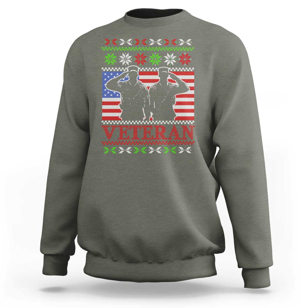 Christmas Veteran Sweatshirt Soldier America Flag Patriotic - Wonder Print Shop