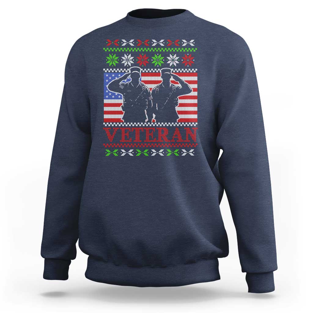 Christmas Veteran Sweatshirt Soldier America Flag Patriotic - Wonder Print Shop