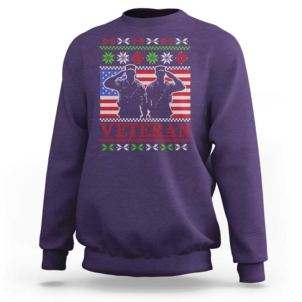 Christmas Veteran Sweatshirt Soldier America Flag Patriotic - Wonder Print Shop