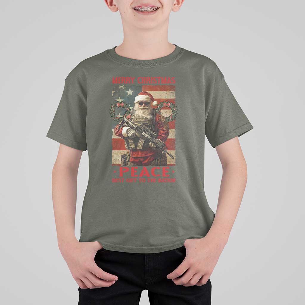 Christmas Veteran T Shirt For Kid Peace Best Gift To The Nation Santa Army - Wonder Print Shop