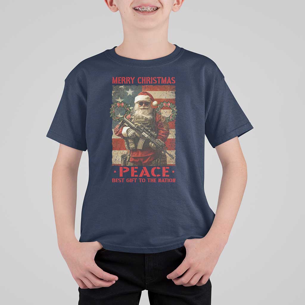 Christmas Veteran T Shirt For Kid Peace Best Gift To The Nation Santa Army - Wonder Print Shop