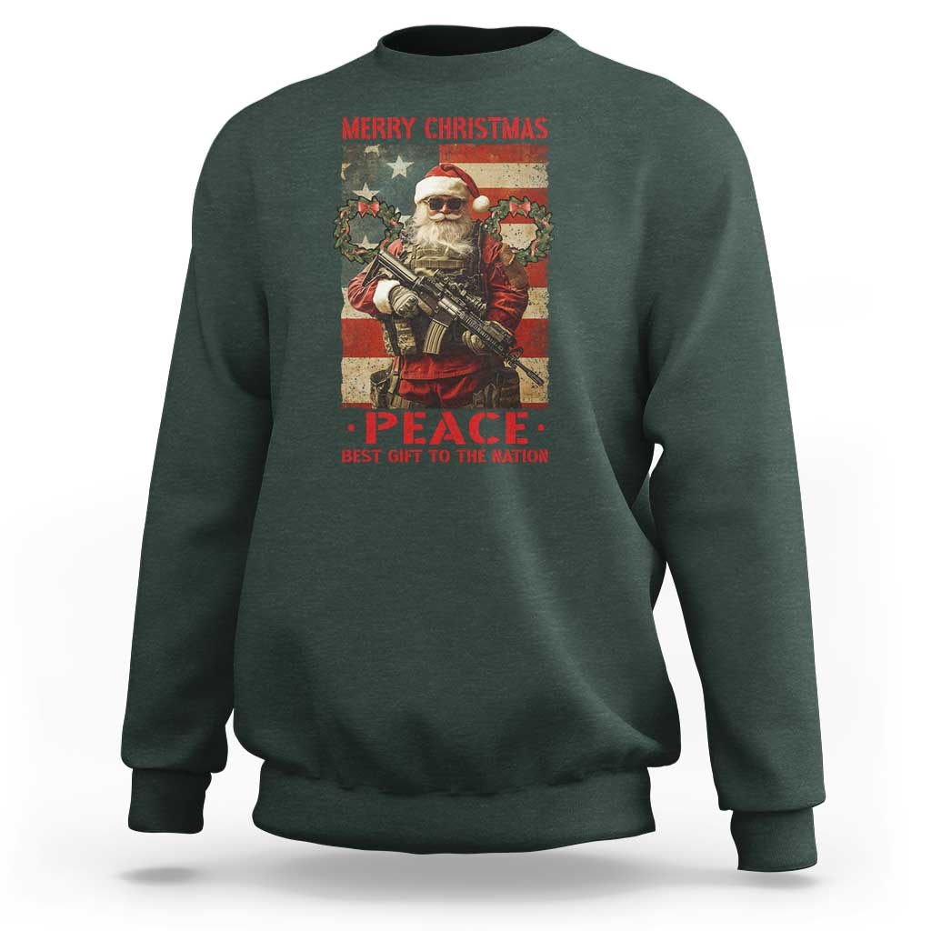 Christmas Veteran Sweatshirt Peace Best Gift To The Nation Santa Army - Wonder Print Shop