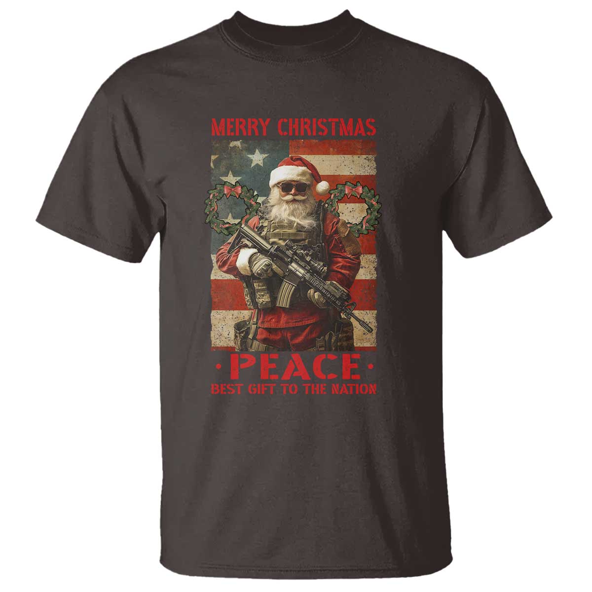 Christmas Veteran T Shirt Peace Best Gift To The Nation Santa Army - Wonder Print Shop