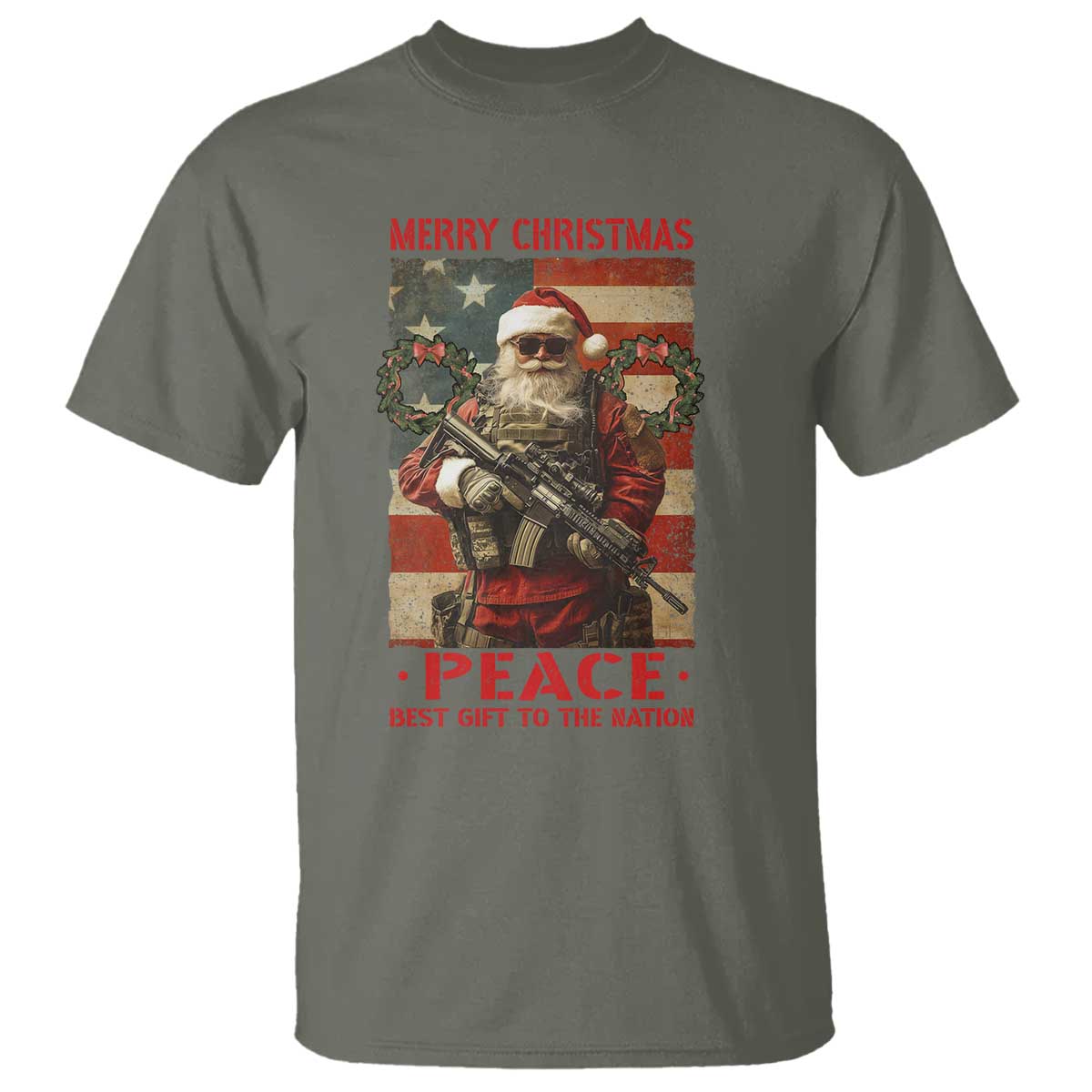 Christmas Veteran T Shirt Peace Best Gift To The Nation Santa Army - Wonder Print Shop