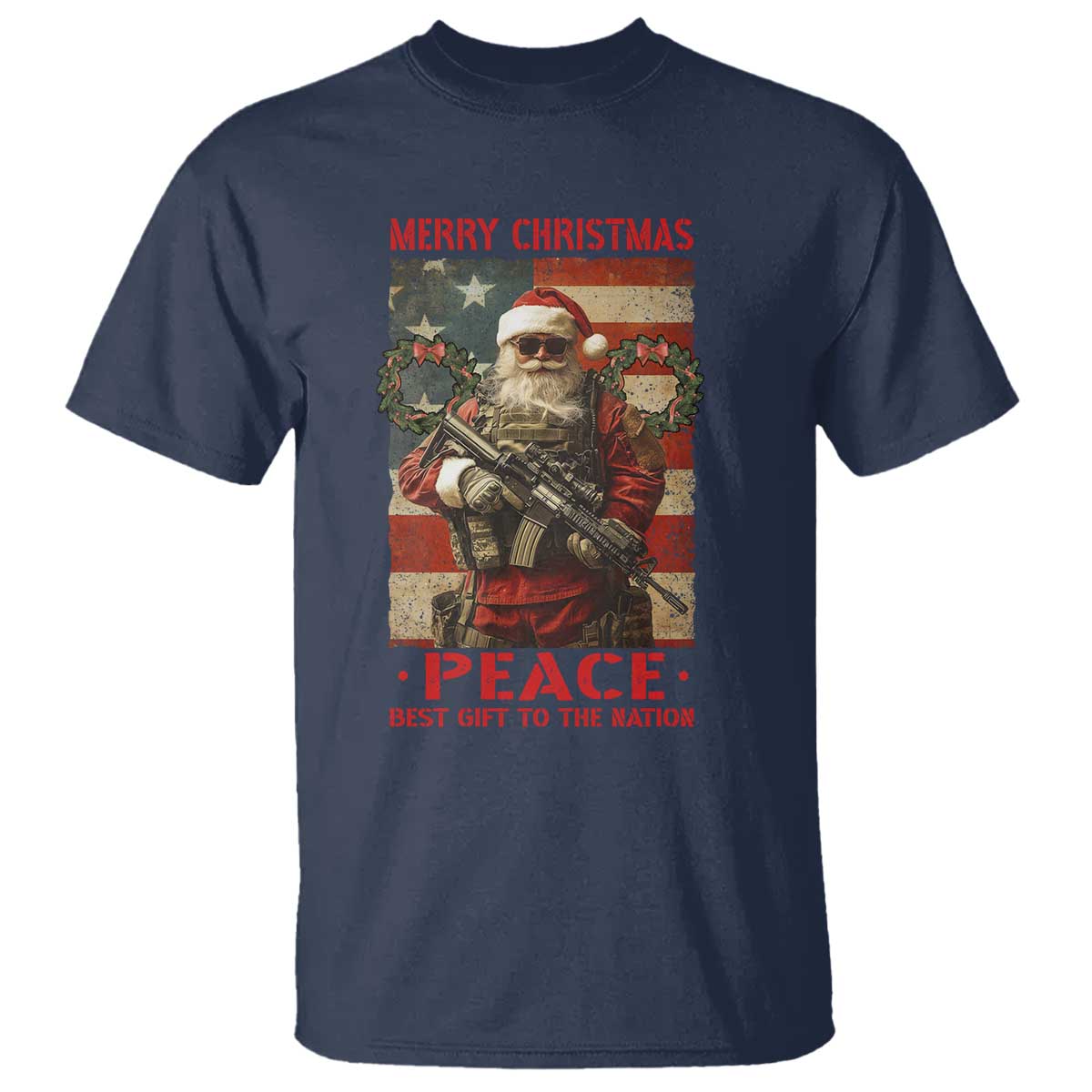 Christmas Veteran T Shirt Peace Best Gift To The Nation Santa Army - Wonder Print Shop