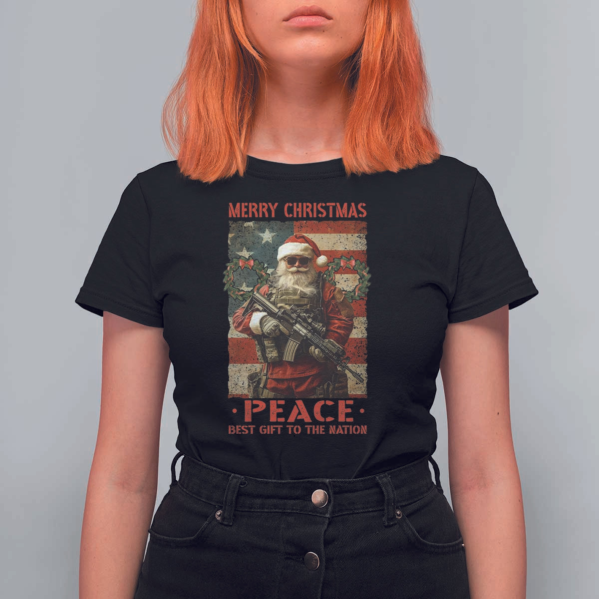 Christmas Veteran T Shirt For Women Peace Best Gift To The Nation Santa Army - Wonder Print Shop