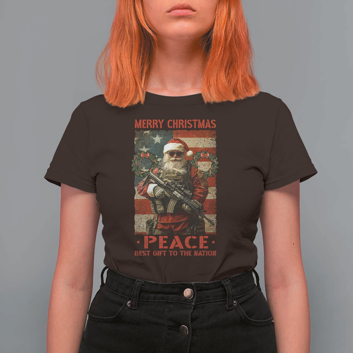 Christmas Veteran T Shirt For Women Peace Best Gift To The Nation Santa Army - Wonder Print Shop