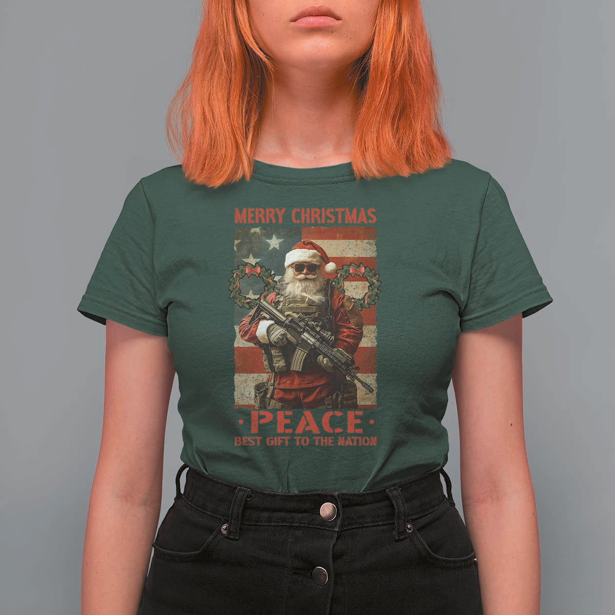 Christmas Veteran T Shirt For Women Peace Best Gift To The Nation Santa Army - Wonder Print Shop
