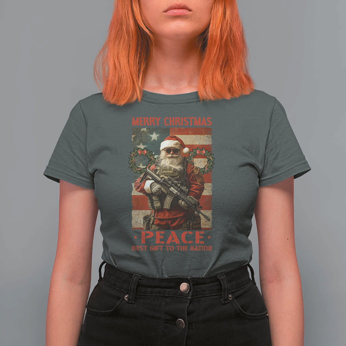 Christmas Veteran T Shirt For Women Peace Best Gift To The Nation Santa Army - Wonder Print Shop