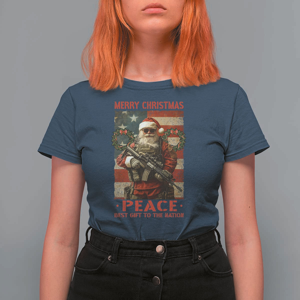 Christmas Veteran T Shirt For Women Peace Best Gift To The Nation Santa Army - Wonder Print Shop