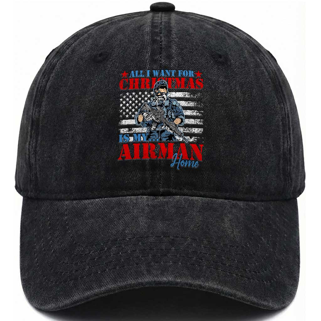 All I Want For Christmas Is My Airman Home Washed Cotton Baseball Cap