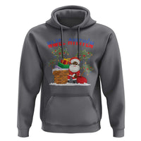 Funny Haitian Christmas Hoodie Nwel Ayisen Creole Santa Palm Tree