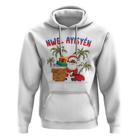 Funny Haitian Christmas Hoodie Nwel Ayisen Creole Santa Palm Tree