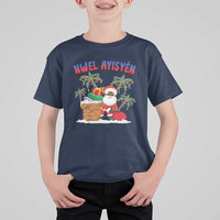 Funny Haitian Christmas T Shirt For Kid Nwel Ayisen Creole Santa Palm Tree - Wonder Print Shop