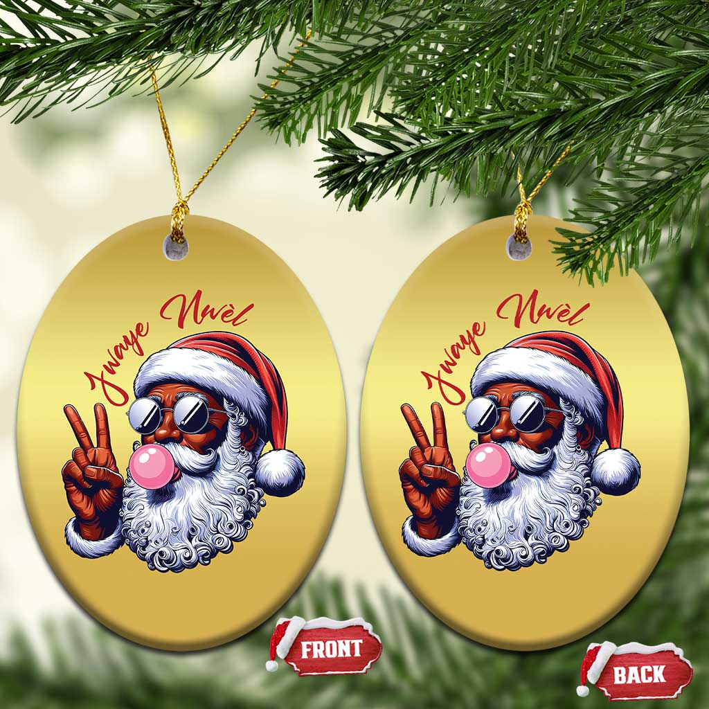 Funny Haitian Xmas Christmas Ornament Jwaye Nwel Creole Cute Black Santa - Wonder Print Shop