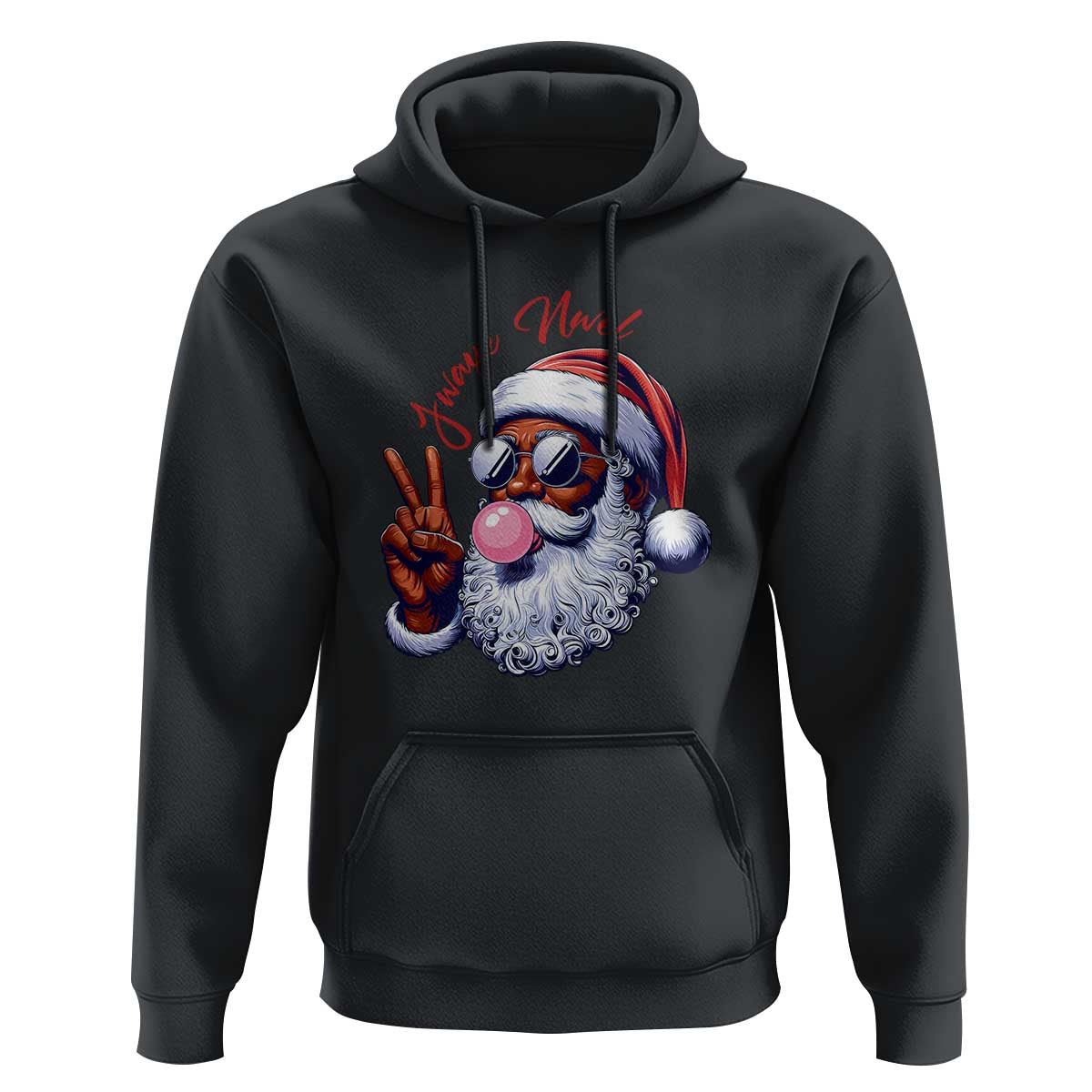 Funny Haitian Christmas Hoodie Jwaye Nwel Creole Cute Black Santa