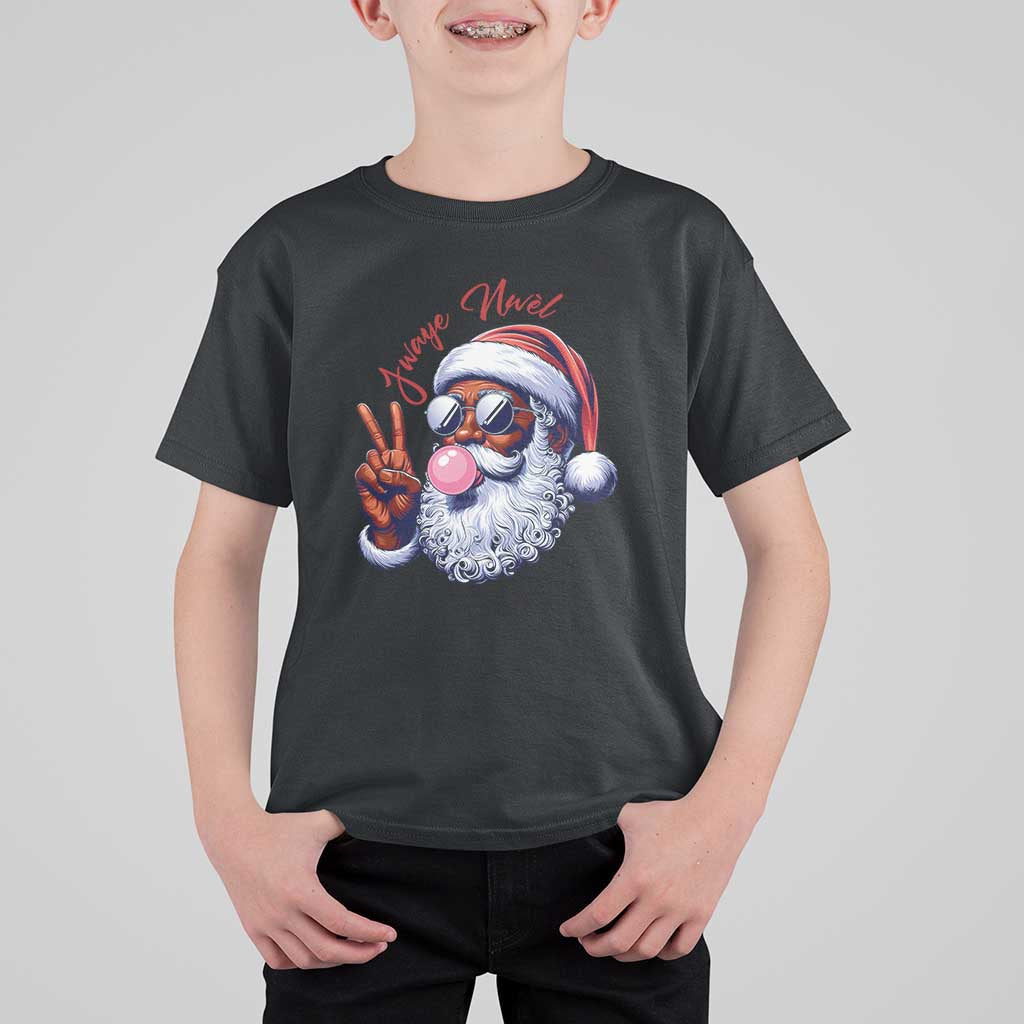 Funny Haitian Christmas T Shirt For Kid Jwaye Nwel Creole Cute Black Santa - Wonder Print Shop
