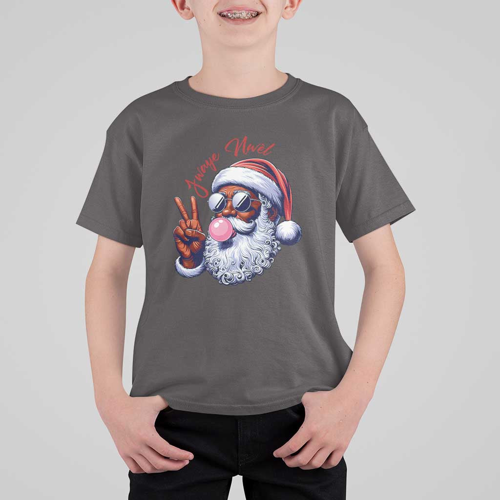 Funny Haitian Christmas T Shirt For Kid Jwaye Nwel Creole Cute Black Santa - Wonder Print Shop