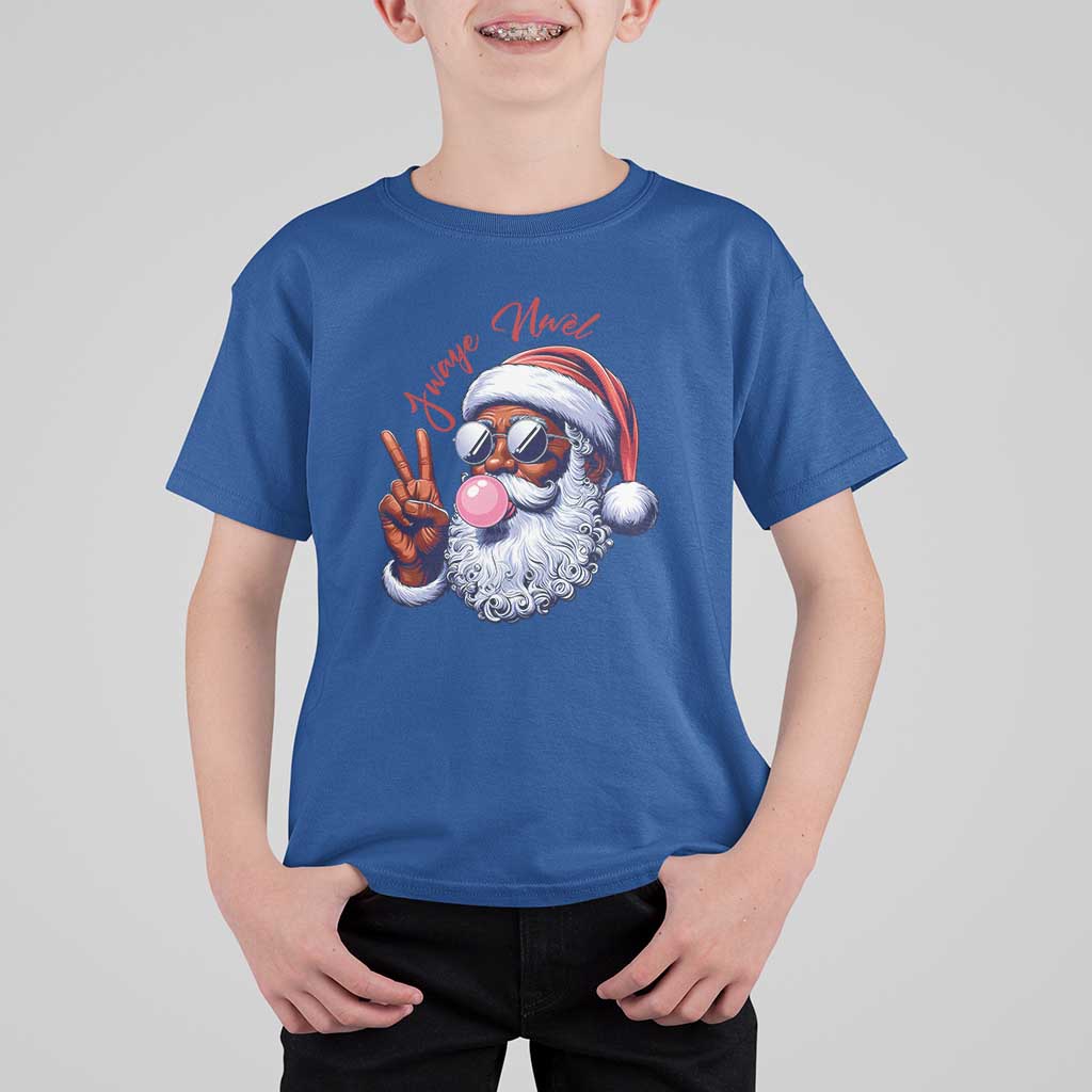 Funny Haitian Christmas T Shirt For Kid Jwaye Nwel Creole Cute Black Santa - Wonder Print Shop