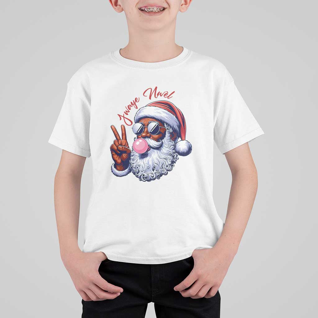 Funny Haitian Christmas T Shirt For Kid Jwaye Nwel Creole Cute Black Santa - Wonder Print Shop