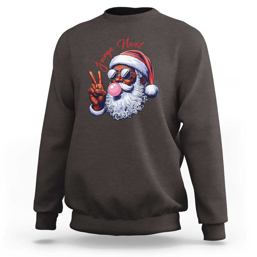 Funny Haitian Christmas Sweatshirt Jwaye Nwel Creole Cute Black Santa - Wonder Print Shop