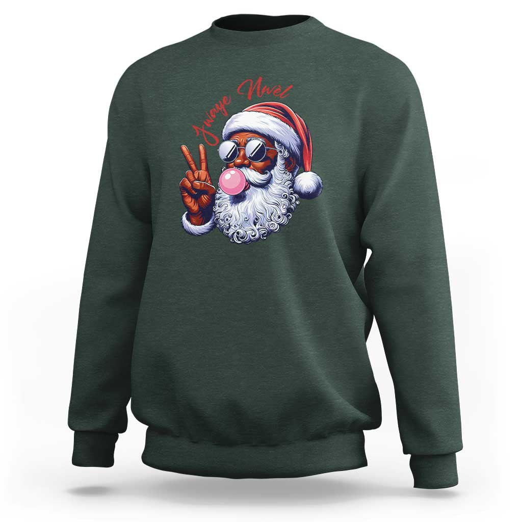 Funny Haitian Christmas Sweatshirt Jwaye Nwel Creole Cute Black Santa - Wonder Print Shop