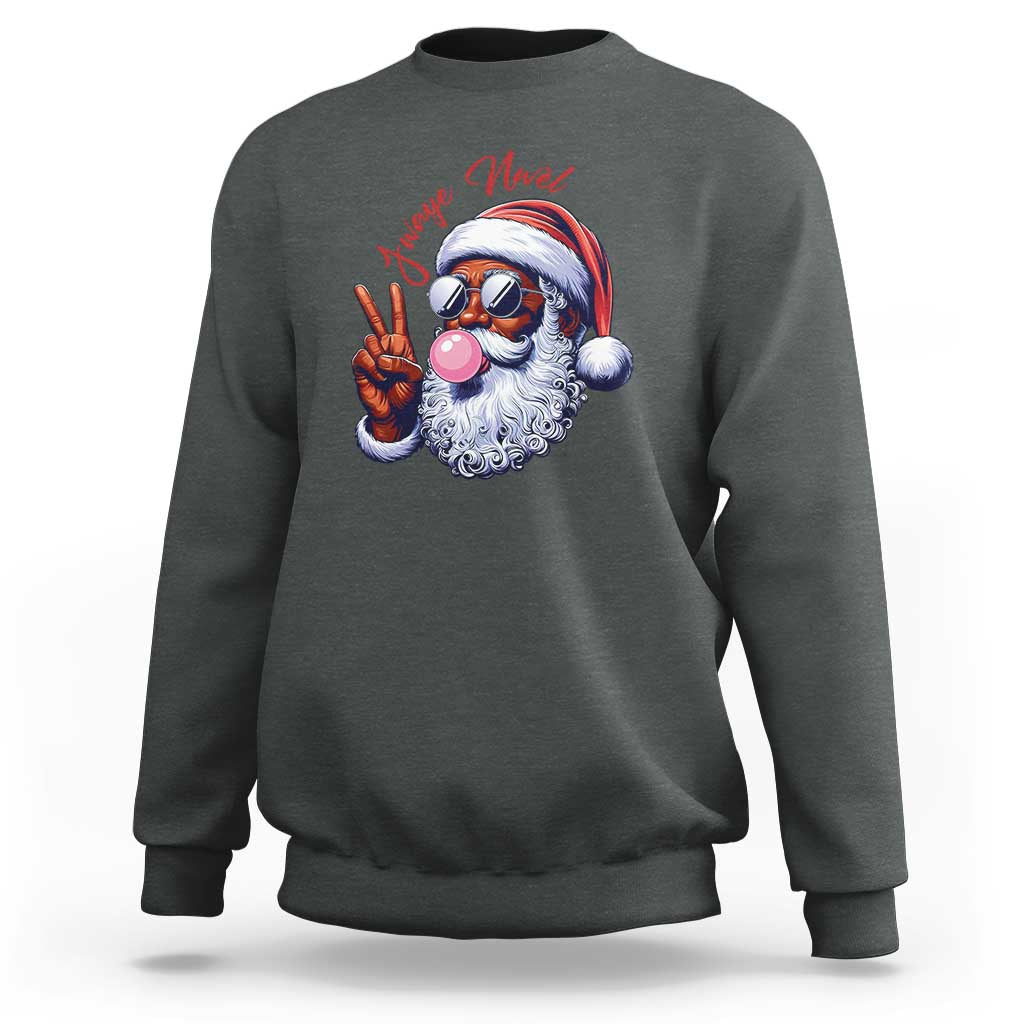 Funny Haitian Christmas Sweatshirt Jwaye Nwel Creole Cute Black Santa - Wonder Print Shop