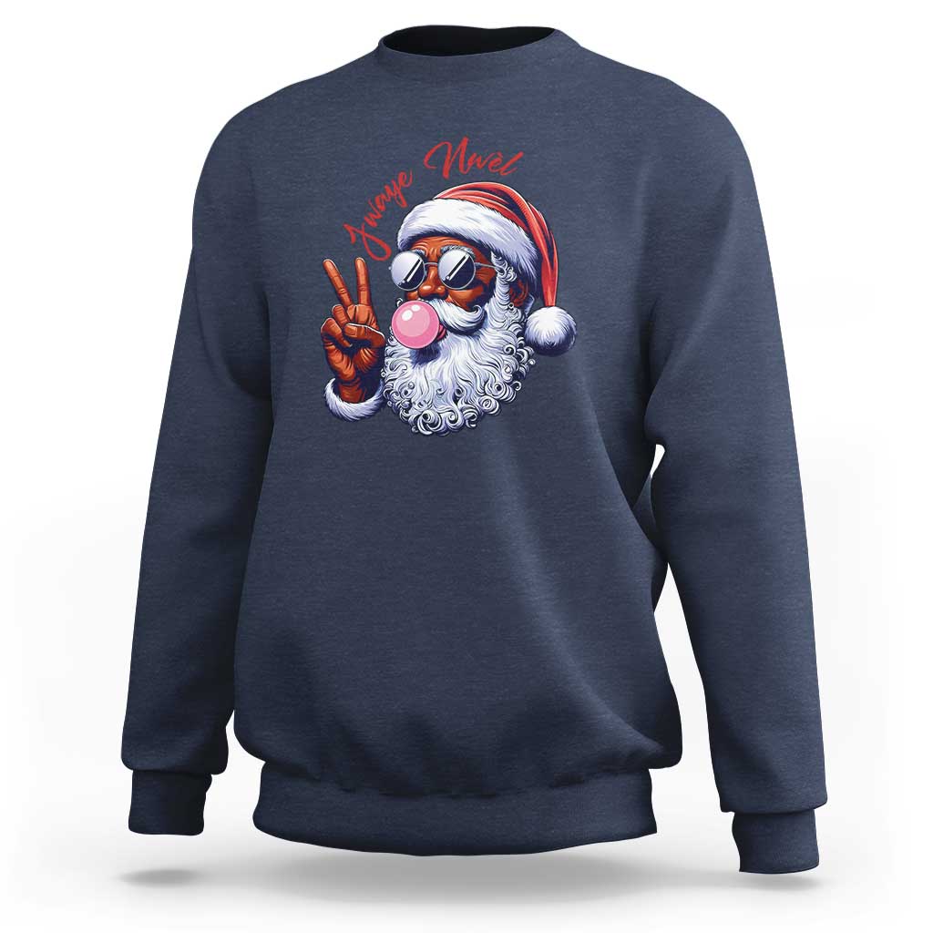 Funny Haitian Christmas Sweatshirt Jwaye Nwel Creole Cute Black Santa - Wonder Print Shop