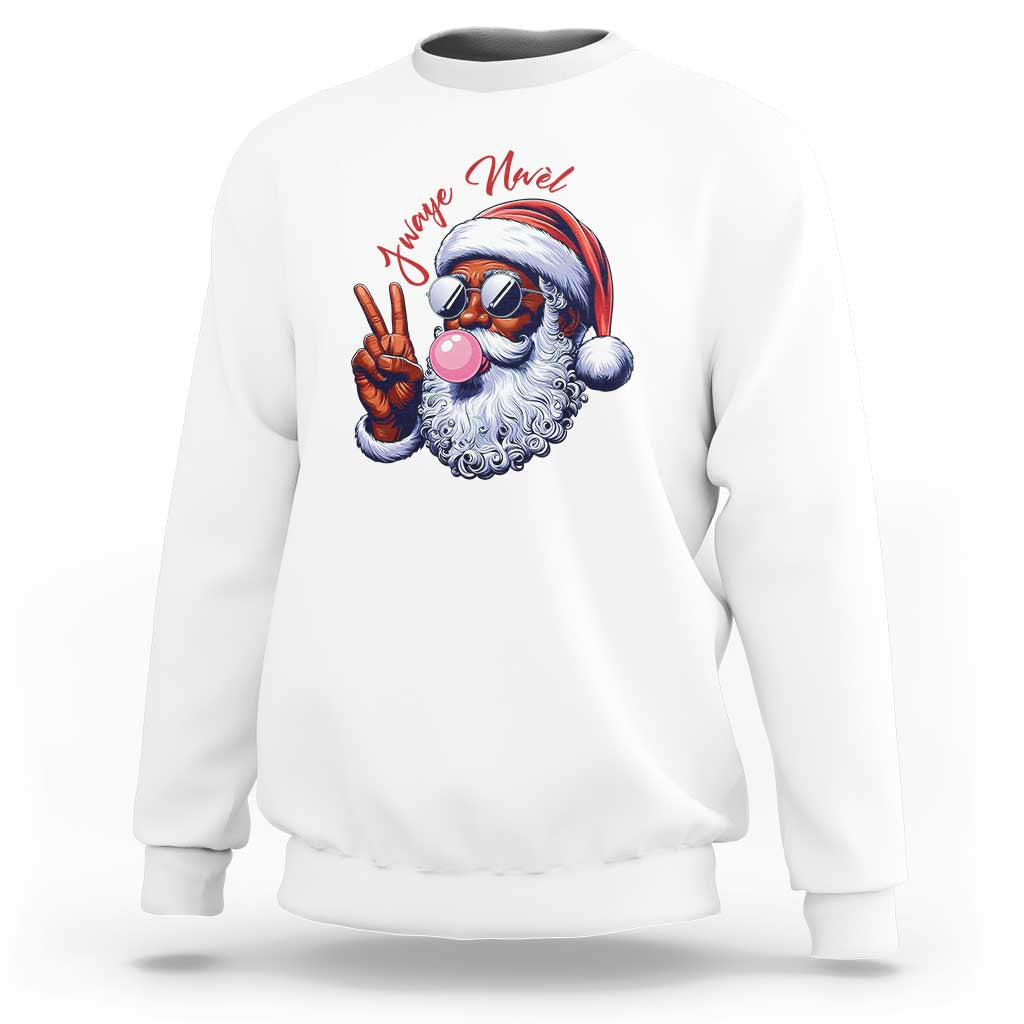 Funny Haitian Christmas Sweatshirt Jwaye Nwel Creole Cute Black Santa - Wonder Print Shop