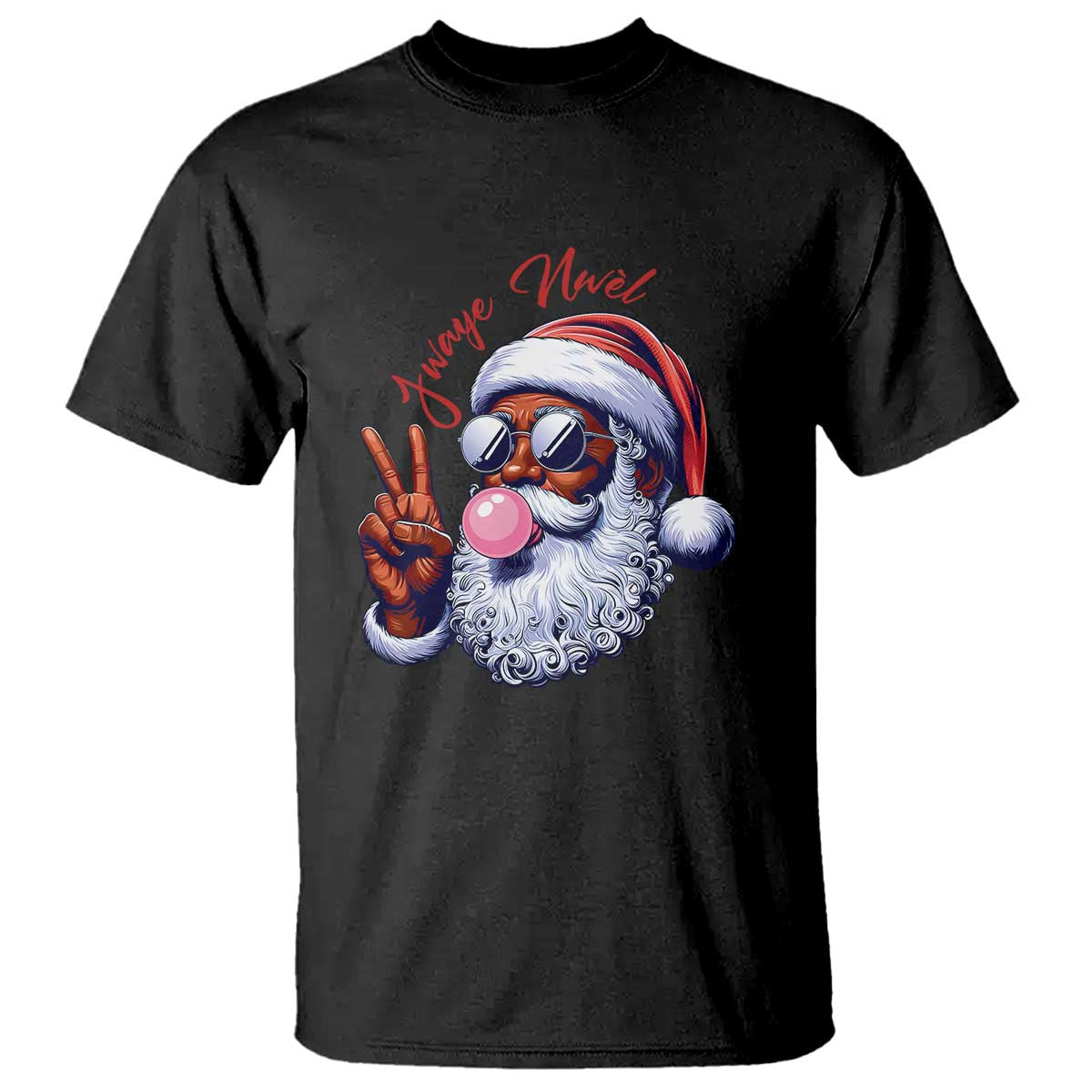 Funny Haitian Christmas T Shirt Jwaye Nwel Creole Cute Black Santa - Wonder Print Shop