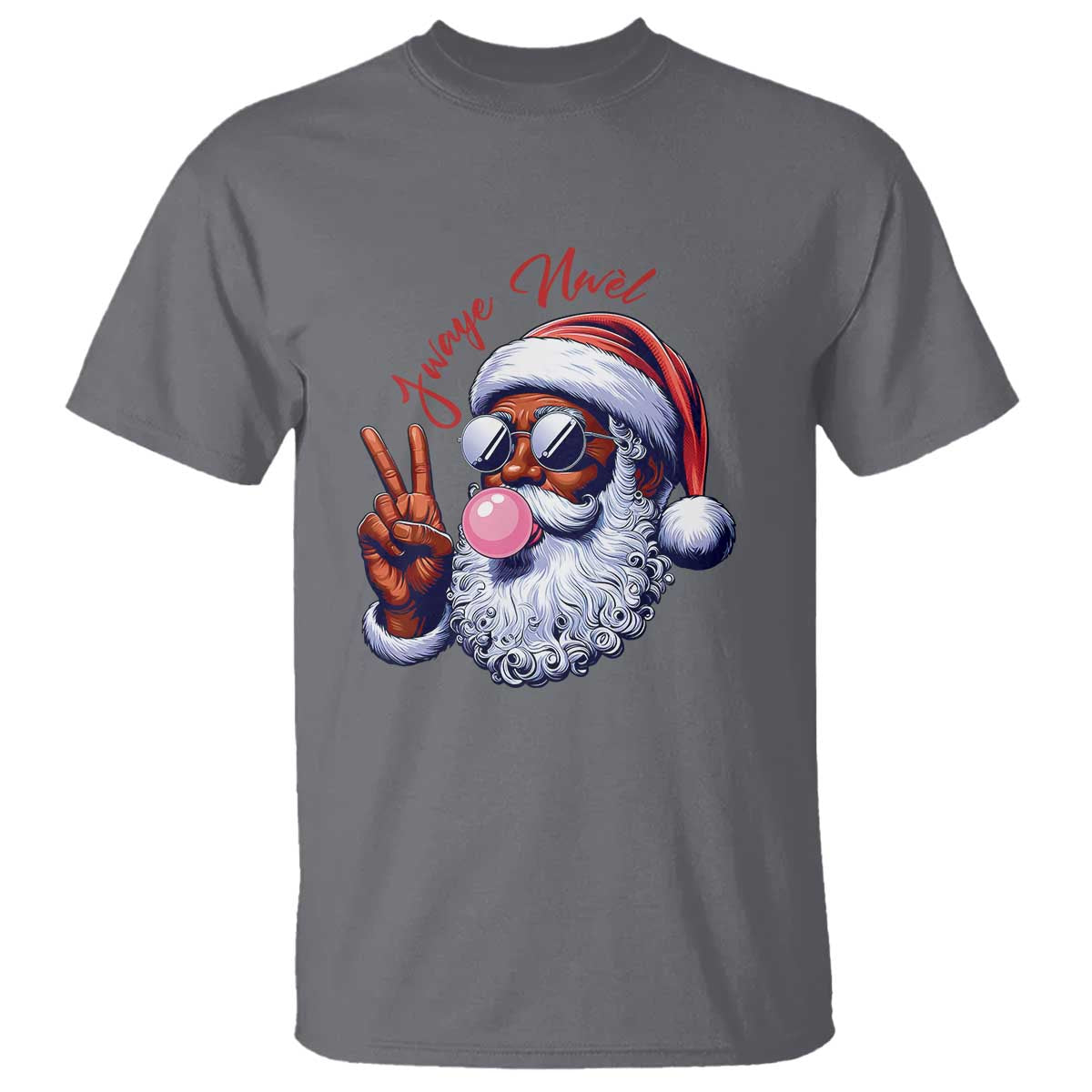 Funny Haitian Christmas T Shirt Jwaye Nwel Creole Cute Black Santa - Wonder Print Shop