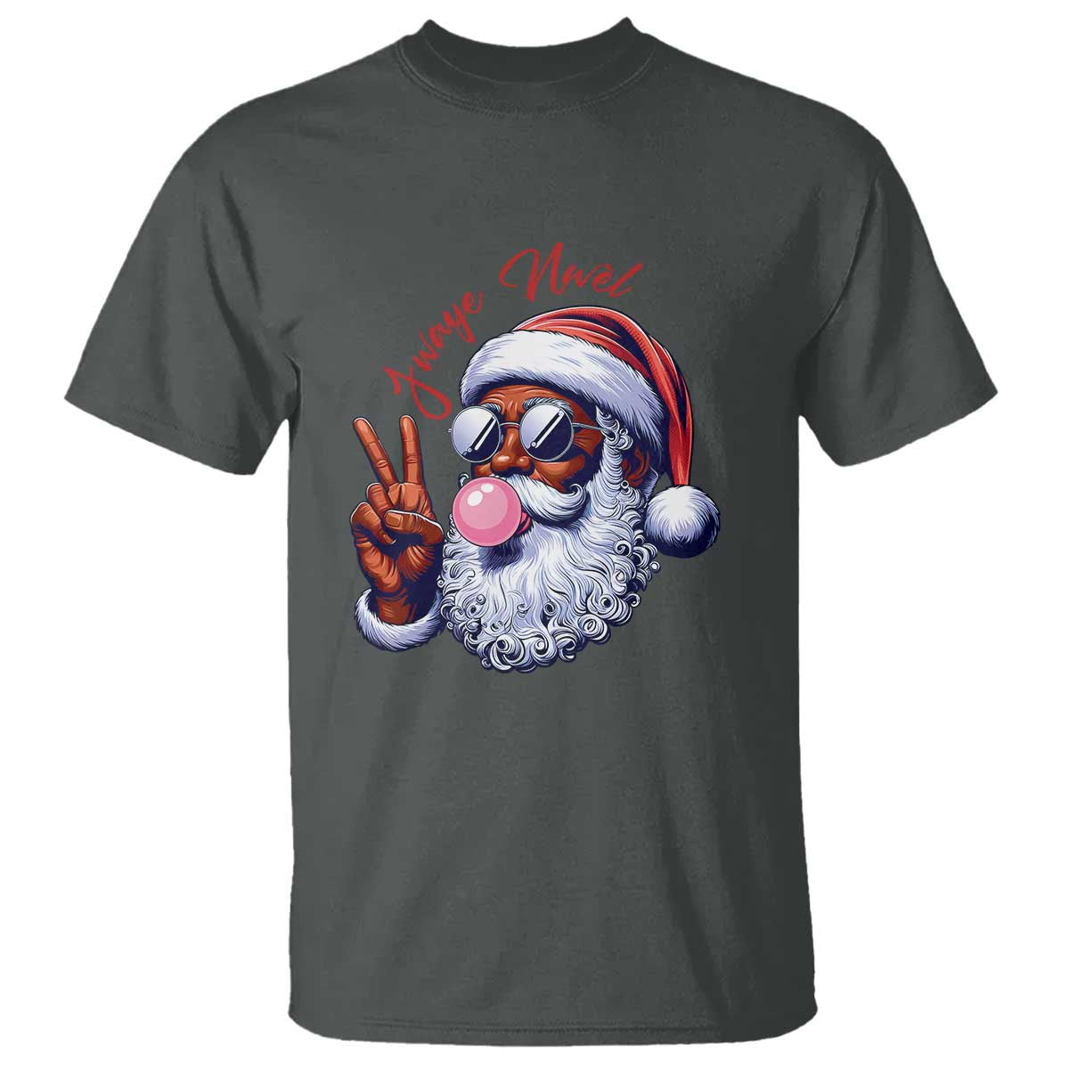 Funny Haitian Christmas T Shirt Jwaye Nwel Creole Cute Black Santa - Wonder Print Shop