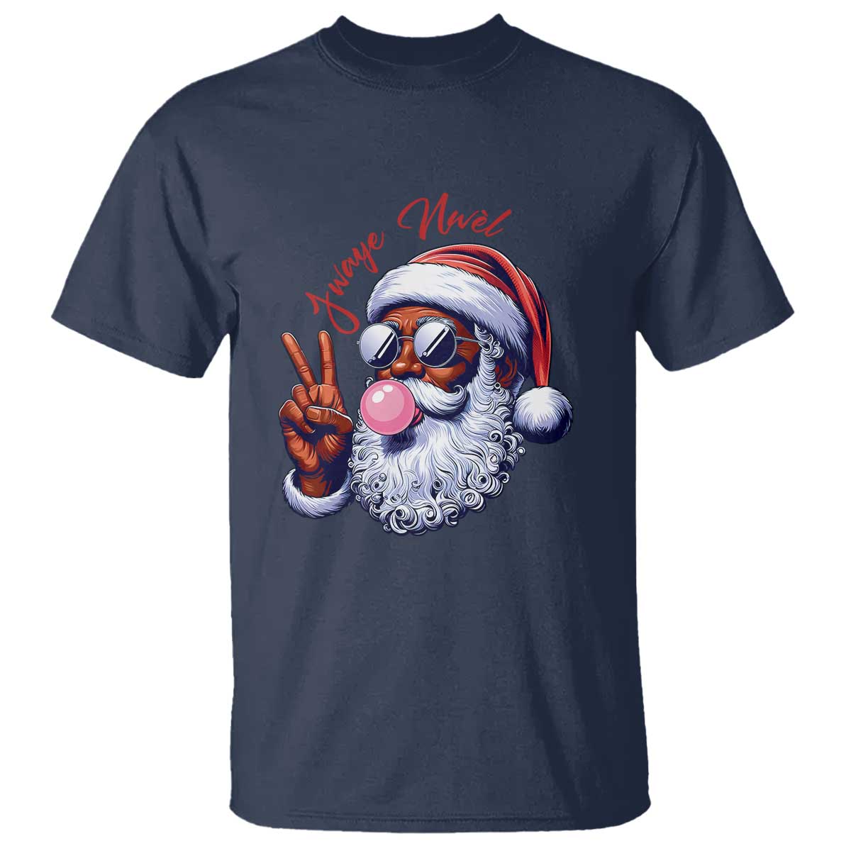 Funny Haitian Christmas T Shirt Jwaye Nwel Creole Cute Black Santa - Wonder Print Shop