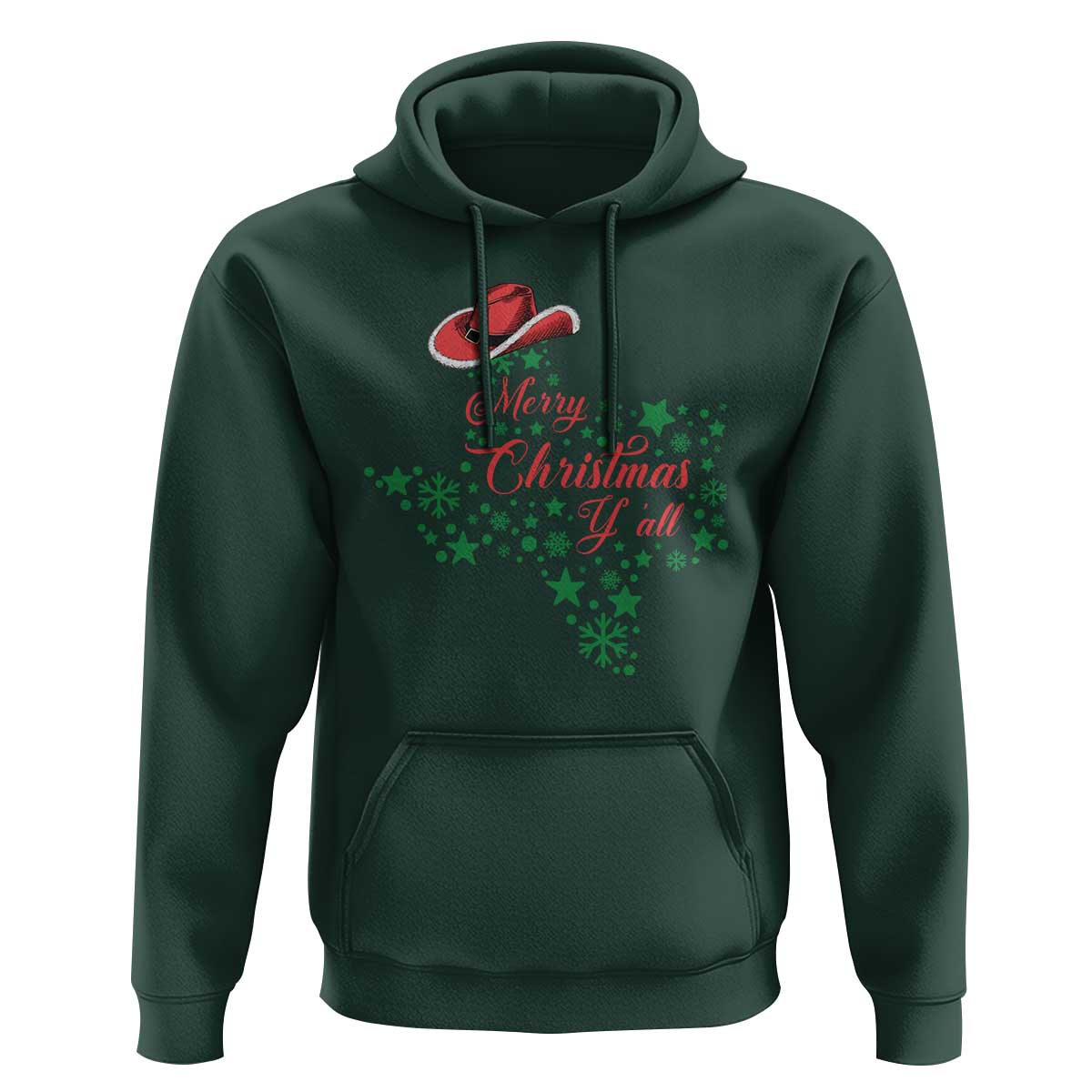 Merry Christmas Y'All Texas Cowboy Santa Hat Hoodie