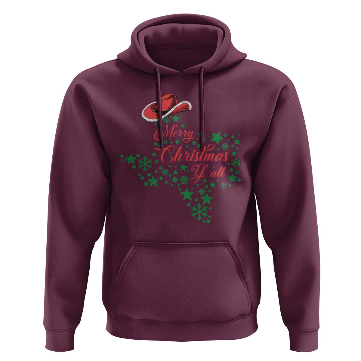 Merry Christmas Y'All Texas Cowboy Santa Hat Hoodie